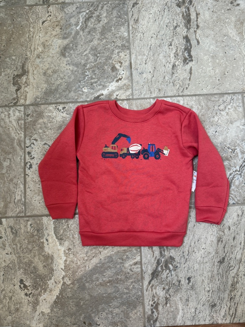 NWT Size 2T Garanimals Red Sweatshirt with Construction Truck Graphic